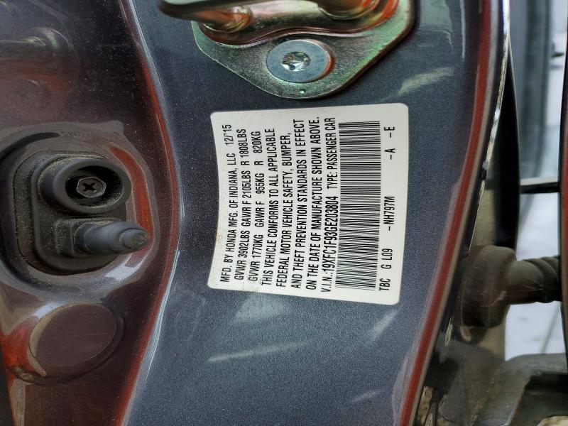 Продаж на аукціоні авто 2016 Honda Civic, vin: 19XFC1F93GE203804, номер лоту: 55422766