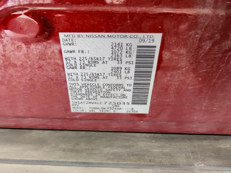 Продаж на аукціоні авто 2020 Nissan Rogue, vin: 5N1AT2MVXLC725035, номер лоту: 51611626