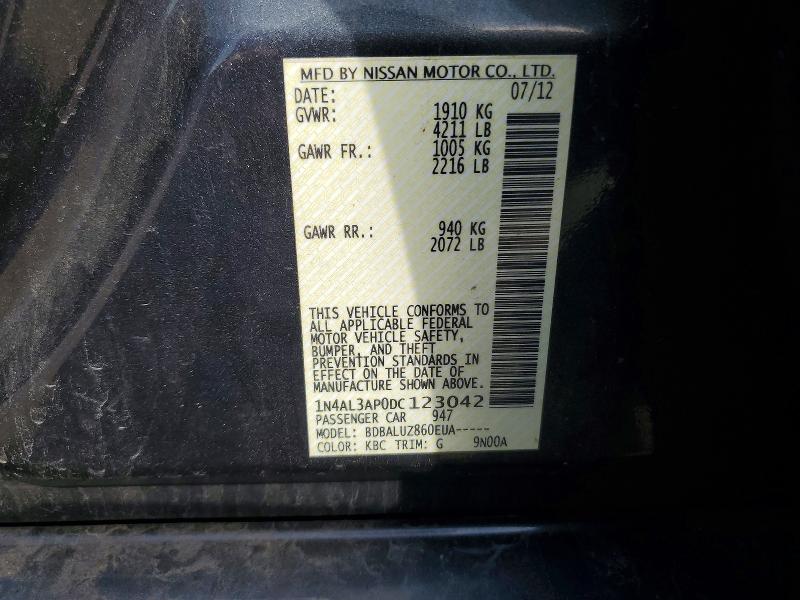 2013 Nissan Altima მანქანა იყიდება აუქციონზე, vin: 1N4AL3AP0DC123042, აუქციონის ნომერი: 53534716