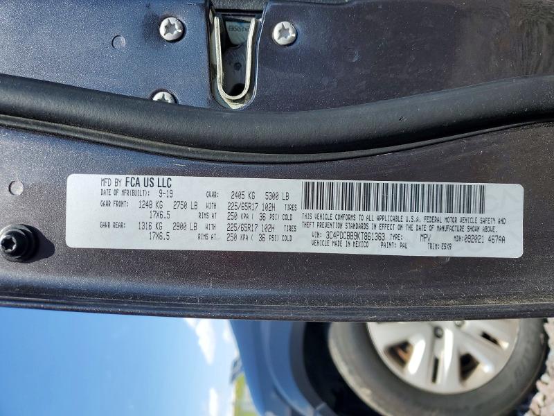 2019 Dodge Journey მანქანა იყიდება აუქციონზე, vin: 3C4PDCBB9KT861363, აუქციონის ნომერი: 52520736