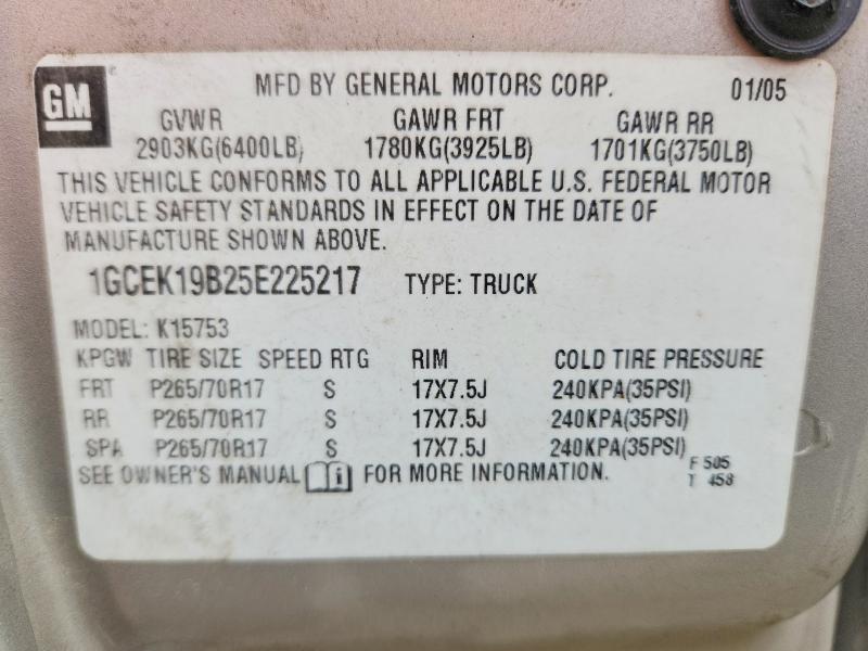 Продажа на аукционе авто 2005 Chevrolet Silverado, vin: 1GCEK19B25E225217, номер лота: 53224966