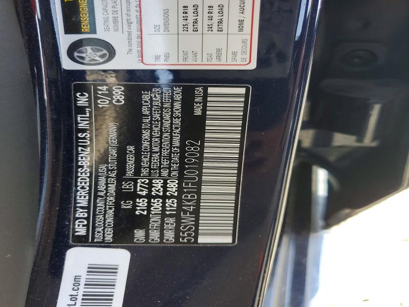 Aukcja sprzedaży 2015 Mercedes-benz C, vin: 55SWF4KB1FU019082, numer aukcji: 54183756