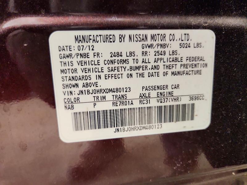 Продаж на аукціоні авто 2013 Infiniti Ex37, vin: JN1BJ0HRXDM480123, номер лоту: 54154796