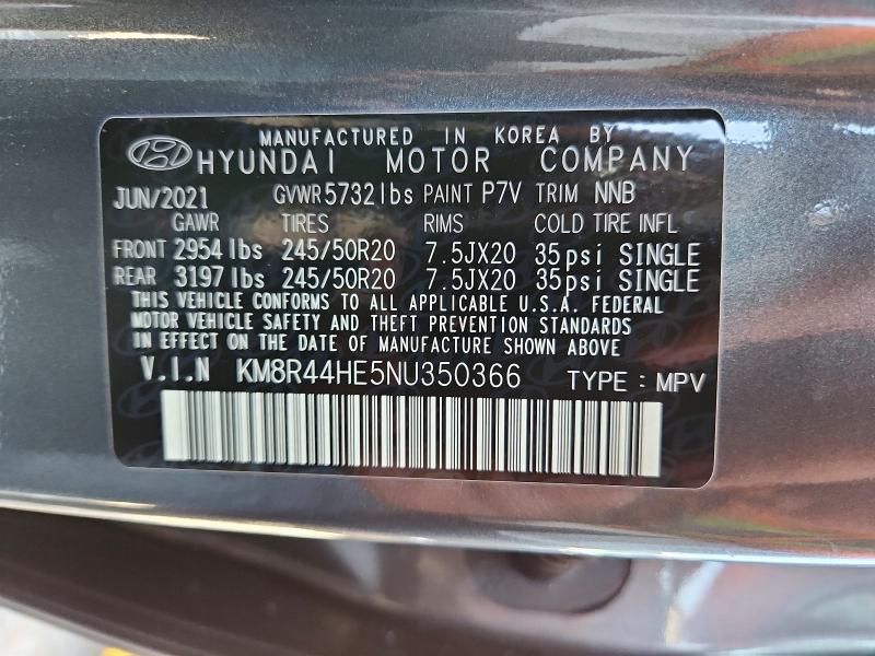 Продаж на аукціоні авто 2022 Hyundai Palisade, vin: KM8R44HE5NU350366, номер лоту: 52892546
