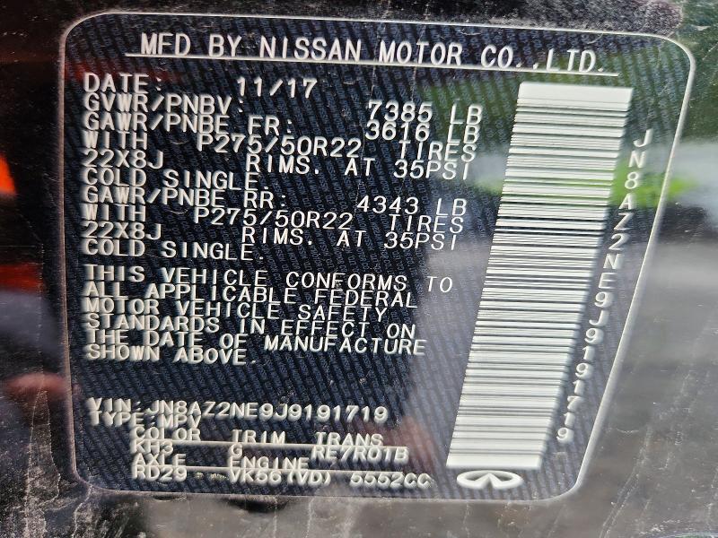 Aukcja sprzedaży 2018 Infiniti Qx80, vin: JN8AZ2NE9J9191719, numer aukcji: 51329776