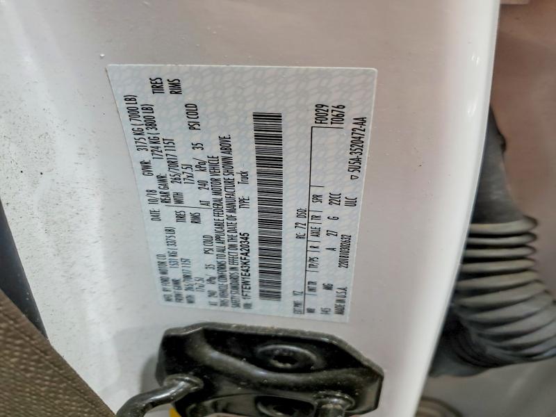 53704986 :رقم المزاد ، 1FTEW1E43KFA20345 vin ، 2019 Ford F150 مزاد بيع
