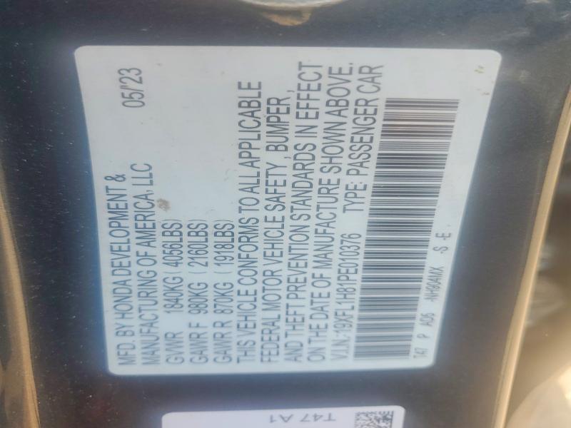 54582466 :رقم المزاد ، 19XFL1H81PE010376 vin ، 2023 Honda Civic مزاد بيع