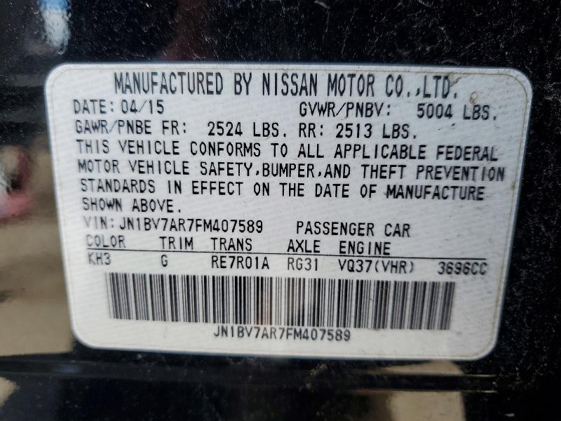 Aukcja sprzedaży 2015 Infiniti Q50, vin: JN1BV7AR7FM407589, numer aukcji: 51111526