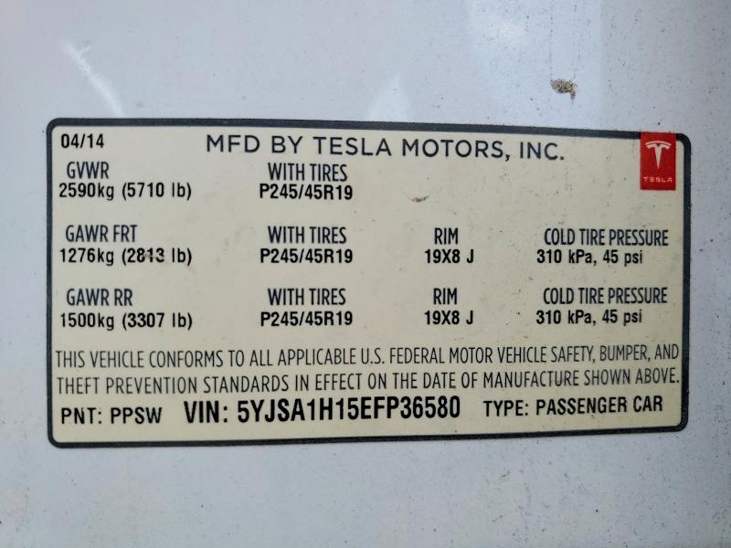 Aukcja sprzedaży 2014 Tesla Model S, vin: 5YJSA1H15EFP36580, numer aukcji: 52016396