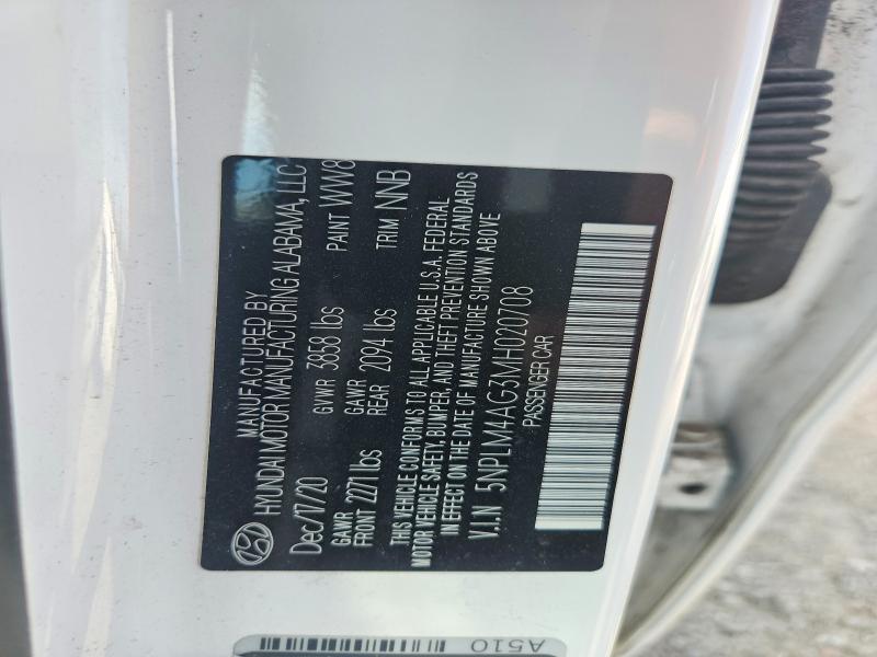 53409366 :رقم المزاد ، 5NPLM4AG3MH020708 vin ، 2021 Hyundai Elantra مزاد بيع