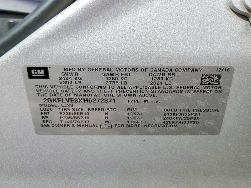 Auction sale of the 2017 Gmc Terrain, vin: 2GKFLVE3XH6272371, lot number: 54345716