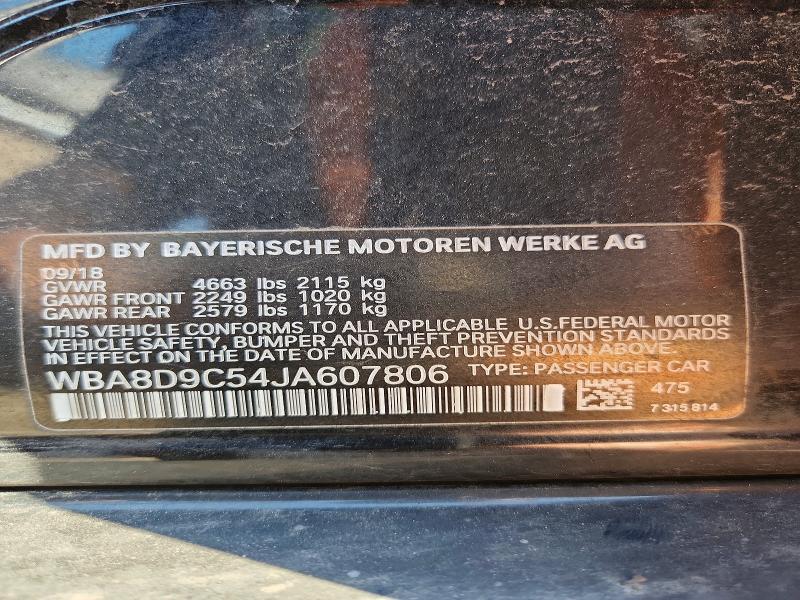 2018 Bmw 330 მანქანა იყიდება აუქციონზე, vin: WBA8D9C54JA607806, აუქციონის ნომერი: 53752596