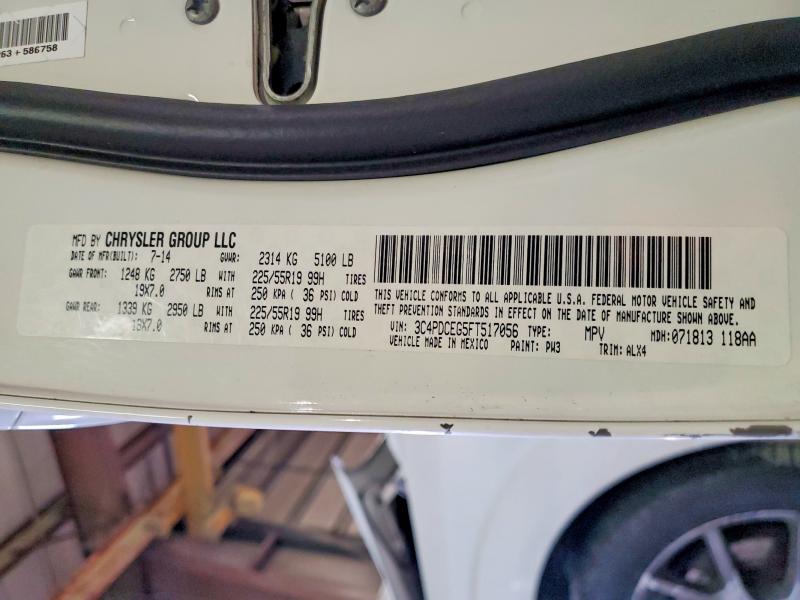 52572096 :رقم المزاد ، 3C4PDCEG5FT517056 vin ، 2015 Dodge Journey مزاد بيع