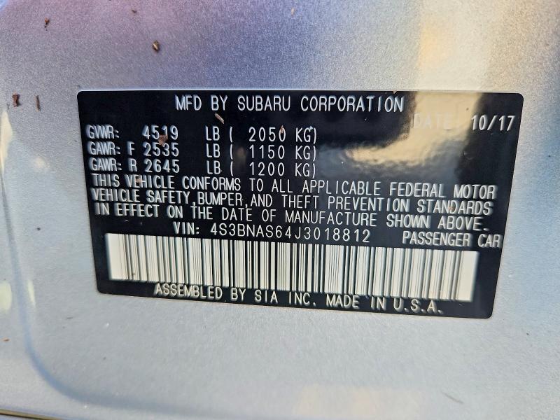 Продажа на аукционе авто 2018 Subaru Legacy, vin: 4S3BNAS64J3018812, номер лота: 55068106