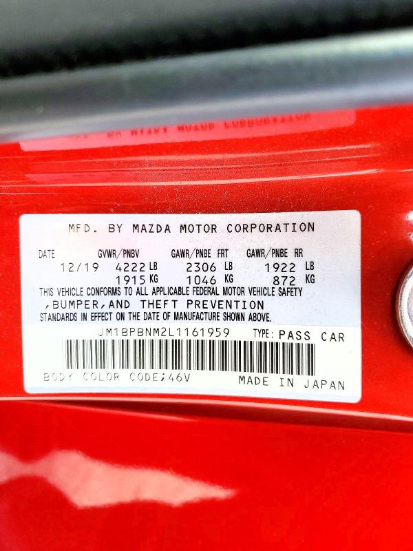 55083536 :رقم المزاد ، JM1BPBNM2L1161959 vin ، 2020 Mazda 3 مزاد بيع
