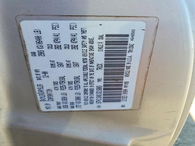 2000 Dodge Ram 1500 მანქანა იყიდება აუქციონზე, vin: 1B7HC16X61S216803, აუქციონის ნომერი: 52163626