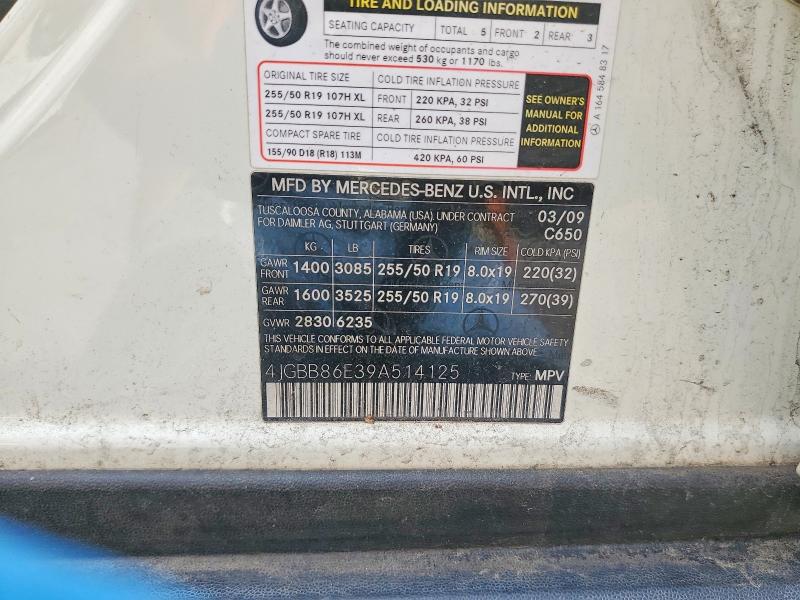 Aukcja sprzedaży 2009 Mercedes-benz Ml, vin: 4JGBB86E39A514125, numer aukcji: 54318296