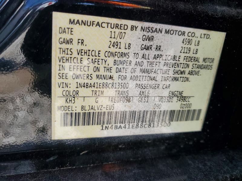 Aukcja sprzedaży 2008 Nissan Maxima, vin: 1N4BA41E88C813500, numer aukcji: 52249086