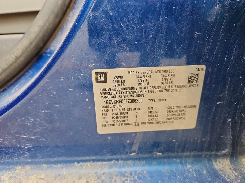Продаж на аукціоні авто 2015 Chevrolet Silverado, vin: 1GCVKREC0FZ366200, номер лоту: 53984726
