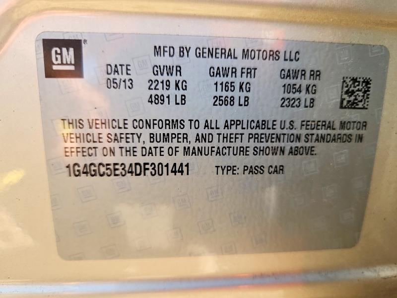 Aukcja sprzedaży 2013 Buick Lacrosse, vin: 1G4GC5E34DF301441, numer aukcji: 52375466