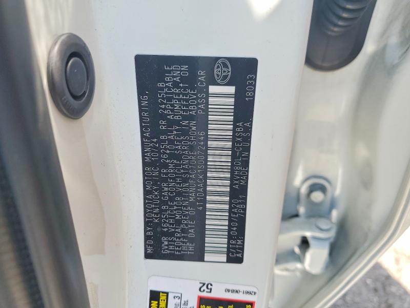 52250516 :رقم المزاد ، 4T1DAACK1SU072446 vin ، 2025 Toyota Camry مزاد بيع