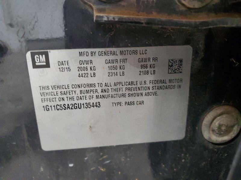 Продажа на аукционе авто 2016 Chevrolet Malibu Limited, vin: 1G11C5SA2GU135443, номер лота: 54526126