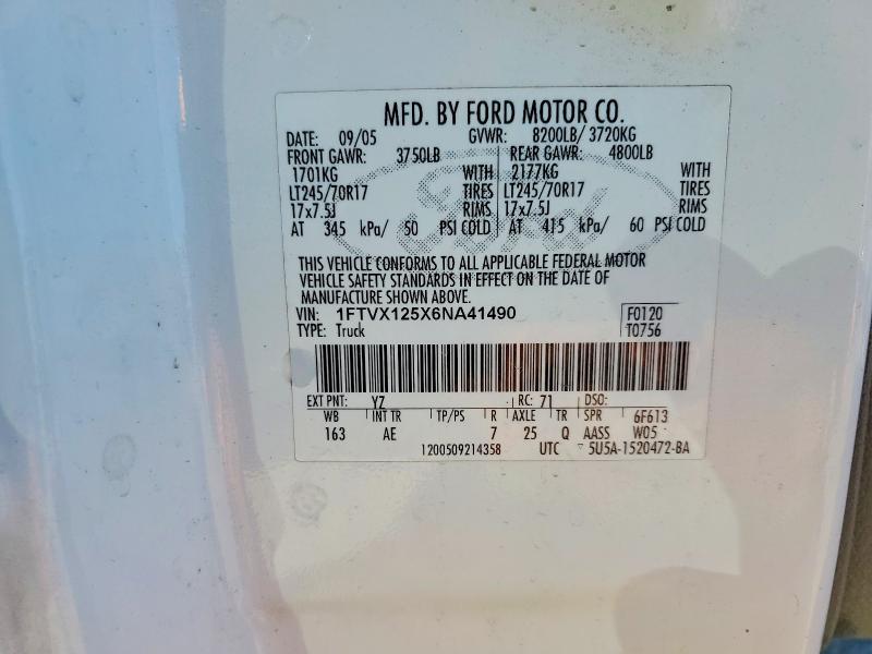 Продажа на аукционе авто 2006 Ford F150, vin: 1FTVX125X6NA41490, номер лота: 53123816