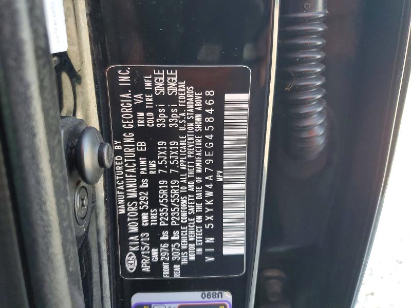 Aukcja sprzedaży 2014 Kia Sorento, vin: 5XYKW4A79EG458468, numer aukcji: 54307106
