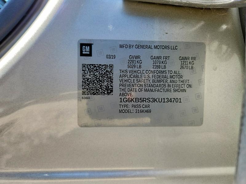 Aukcja sprzedaży 2019 Cadillac Ct6, vin: 1G6KB5RS3KU134701, numer aukcji: 52989746