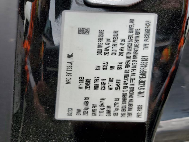 Aukcja sprzedaży 2023 Tesla Model 3, vin: 5YJ3E1EA6PF485181, numer aukcji: 53291476
