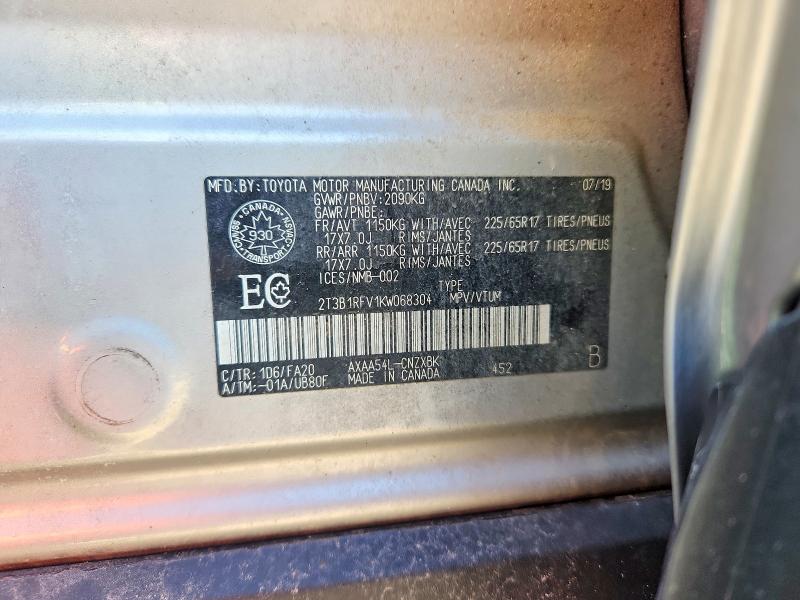 Продаж на аукціоні авто 2019 Toyota Rav4, vin: 2T3B1RFV1KW068304, номер лоту: 52126236