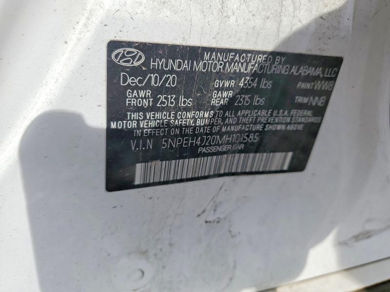 53220416 :رقم المزاد ، 5NPEH4J20MH101585 vin ، 2021 Hyundai Sonata مزاد بيع