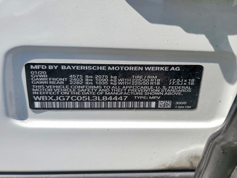 52526166 :رقم المزاد ، WBXJG7C05L3L84447 vin ، 2020 Bmw X1 مزاد بيع