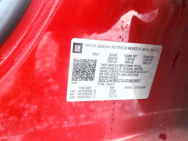 54878006 :رقم المزاد ، 3GCUKREC3JG161507 vin ، 2018 Chevrolet Silverado مزاد بيع