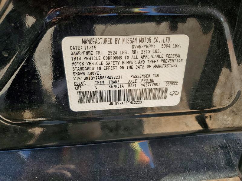 Aukcja sprzedaży 2015 Infiniti Q50, vin: JN1BV7AR6FM422231, numer aukcji: 52151456