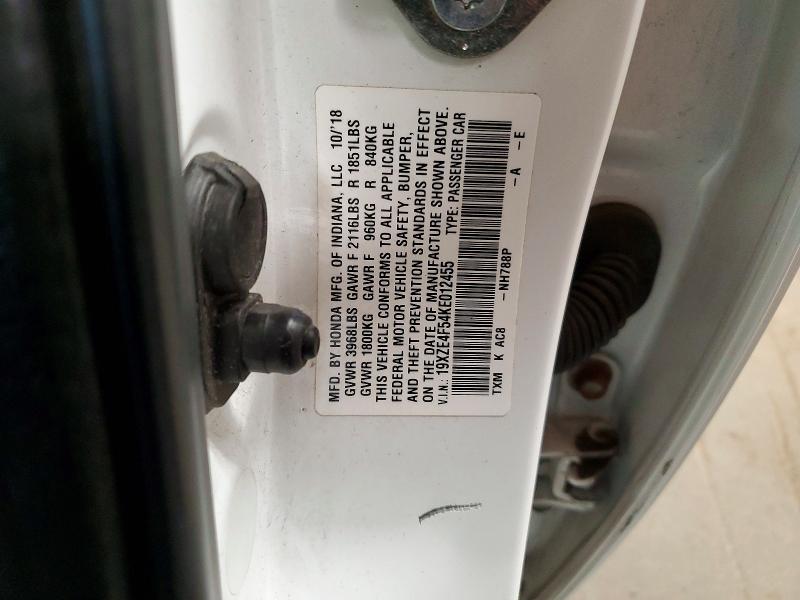 52873536 :رقم المزاد ، 19XZE4F54KE012455 vin ، 2019 Honda Insight مزاد بيع