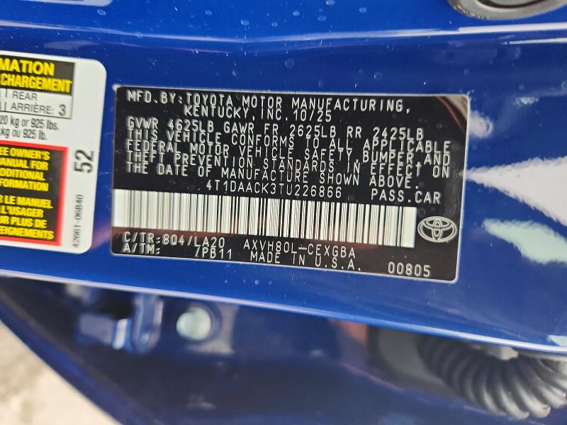Продажа на аукционе авто 2026 Toyota Camry, vin: 4T1DAACK3TU226866, номер лота: 53724816