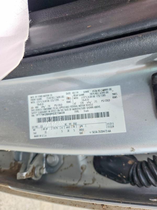 Продаж на аукціоні авто 2019 Ford F250, vin: 1FT7W2B68KEE19438, номер лоту: 54064336