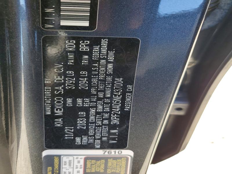 Продаж на аукціоні авто 2022 Kia Forte, vin: 3KPF24AD5NE437004, номер лоту: 52814776