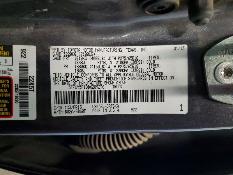 Aukcja sprzedaży 2013 Toyota Tundra, vin: 5TFUY5F18DX289276, numer aukcji: 53026996