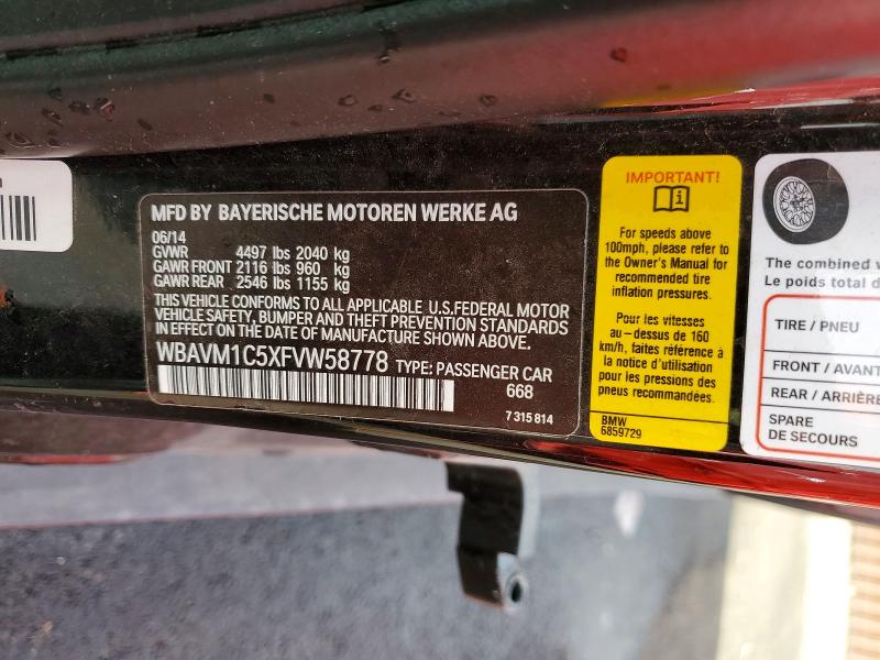 Продаж на аукціоні авто 2015 Bmw X1, vin: WBAVM1C5XFVW58778, номер лоту: 52180676