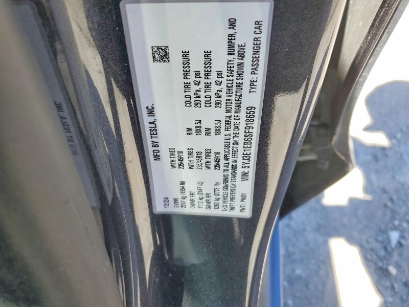 2025 Tesla Model 3 მანქანა იყიდება აუქციონზე, vin: 5YJ3E1EB6SF918659, აუქციონის ნომერი: 51815376