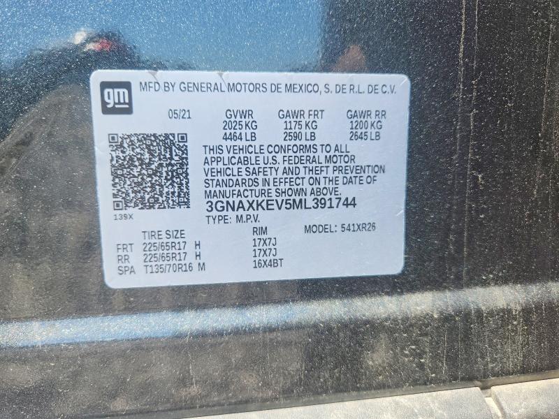 52857306 :رقم المزاد ، 3GNAXKEV5ML391744 vin ، 2021 Chevrolet Equinox مزاد بيع