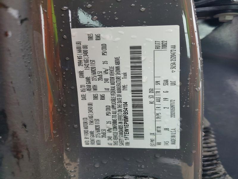 Продажа на аукционе авто 2021 Ford F150, vin: 1FTEW1EP8MFB54104, номер лота: 53311656