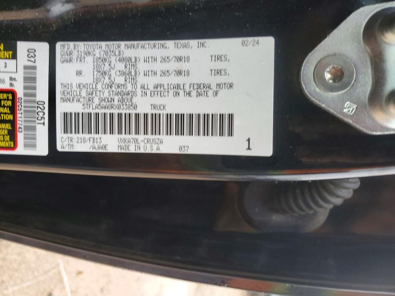53550786 :رقم المزاد ، 5TFLA5AA8RX033850 vin ، 2024 Toyota Tundra مزاد بيع