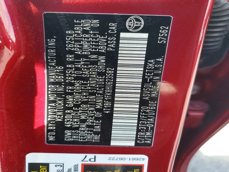 2017 Toyota Camry მანქანა იყიდება აუქციონზე, vin: 4T1BF1FK8HU623582, აუქციონის ნომერი: 55354086