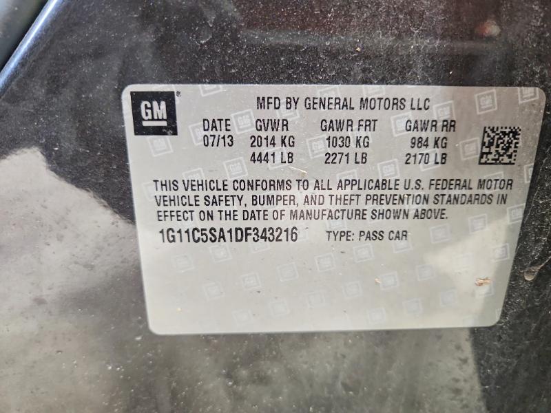 2013 Chevrolet Malibu მანქანა იყიდება აუქციონზე, vin: 1G11C5SA1DF343216, აუქციონის ნომერი: 51962996