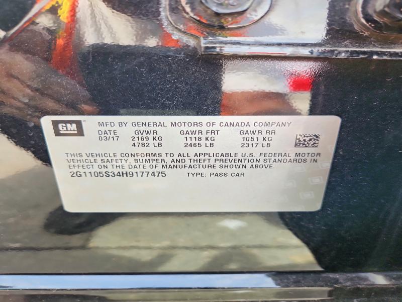2017 Chevrolet Impala მანქანა იყიდება აუქციონზე, vin: 2G1105S34H9177475, აუქციონის ნომერი: 55158186