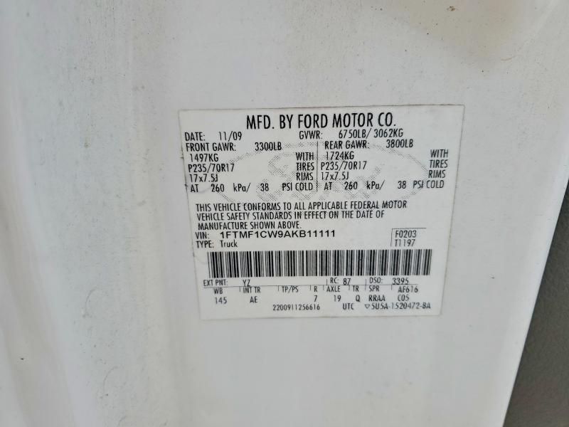 Продаж на аукціоні авто 2010 Ford F150, vin: 1FTMF1CW9AKB11111, номер лоту: 52468706