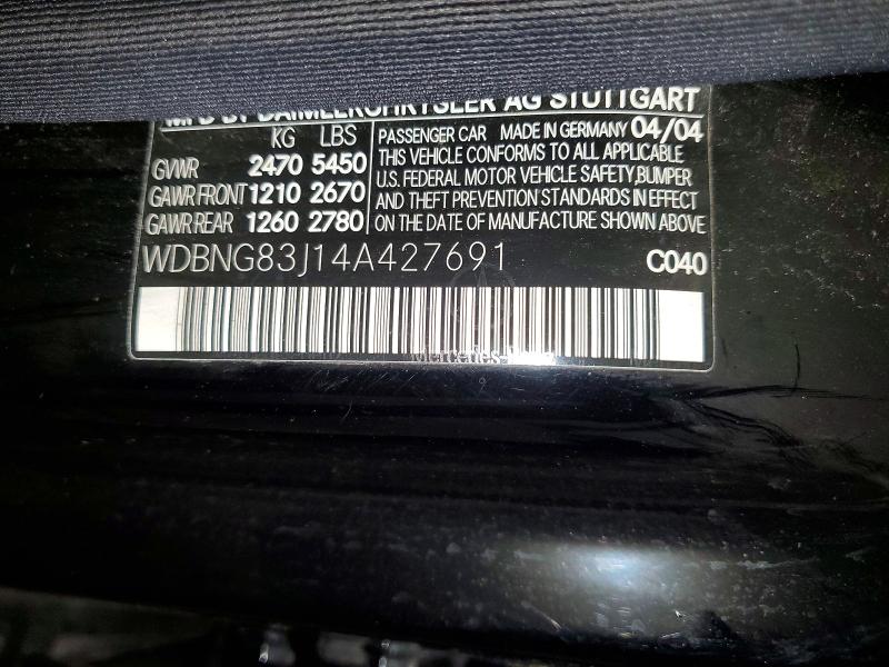 2004 Mercedes-benz S მანქანა იყიდება აუქციონზე, vin: WDBNG83J14A427691, აუქციონის ნომერი: 53803316